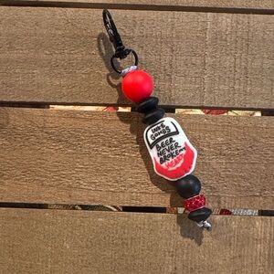 Red and Black Keychain with Beads